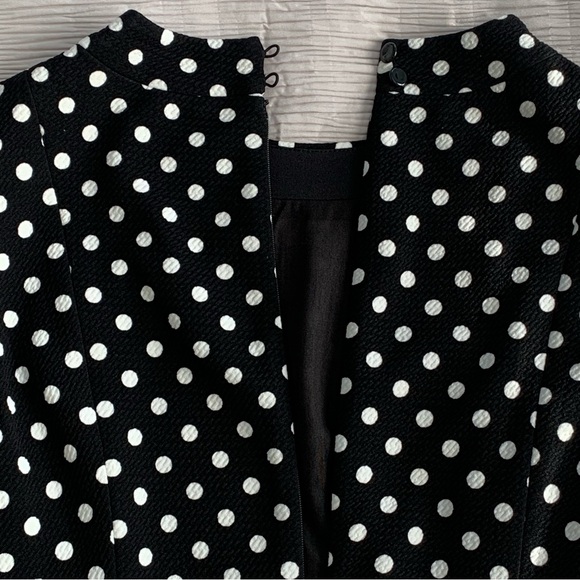 NINE WEST Women’s Black/White Polka Dot Dress Crew Neck Knee Length Flare SIZE 6 - Picture 8 of 15